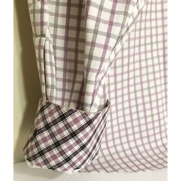 Jhane Barnes Mens XL White Purple Check Slim Fit Button Up Long Sleeve       T38 - Picture 3 of 8